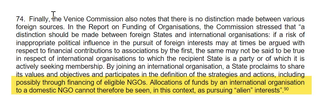 this is just section 76 of the Venice Commission's trashing of the GD's law on "transparency of foreign influence". 

Line by line, they take it apart. You could do dozens of tweets with their finding. 

It is not surprising, but entirely stark.