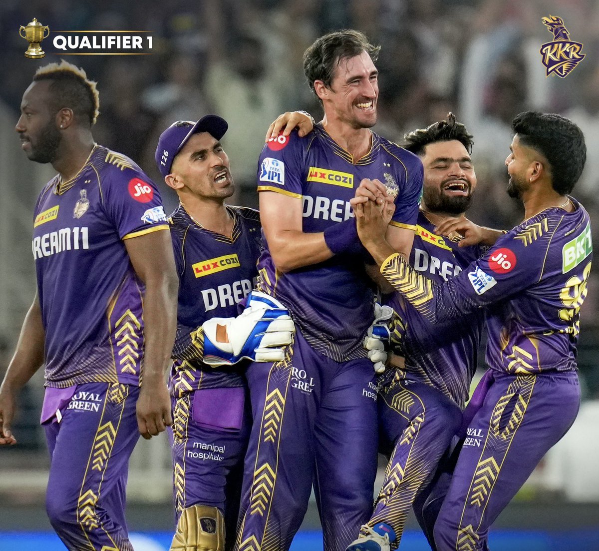 What a TERRIFIC WIN for #KKR as they storm into the FINALS of #IPL! Pure domination over #SRH, with #Starc as the HERO of the match. #KKRvsSRH