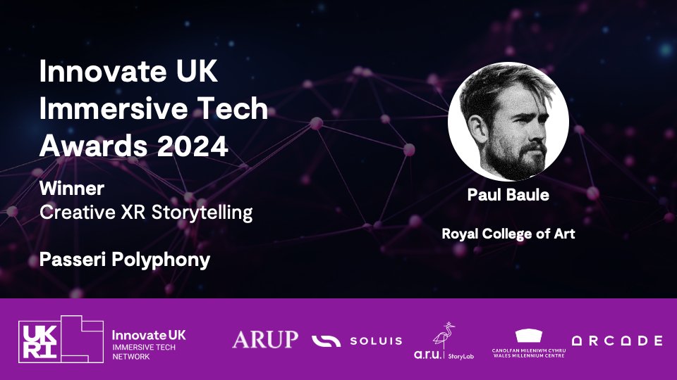 WINNER: CREATIVE XR STORYTELLING

Please join us in congratulating Paul Baule (Royal College of Art) as his project ‘Passeri Polyphony is this year’s #IUKImmersiveTechAwards Creative XR Storytelling winner!📷