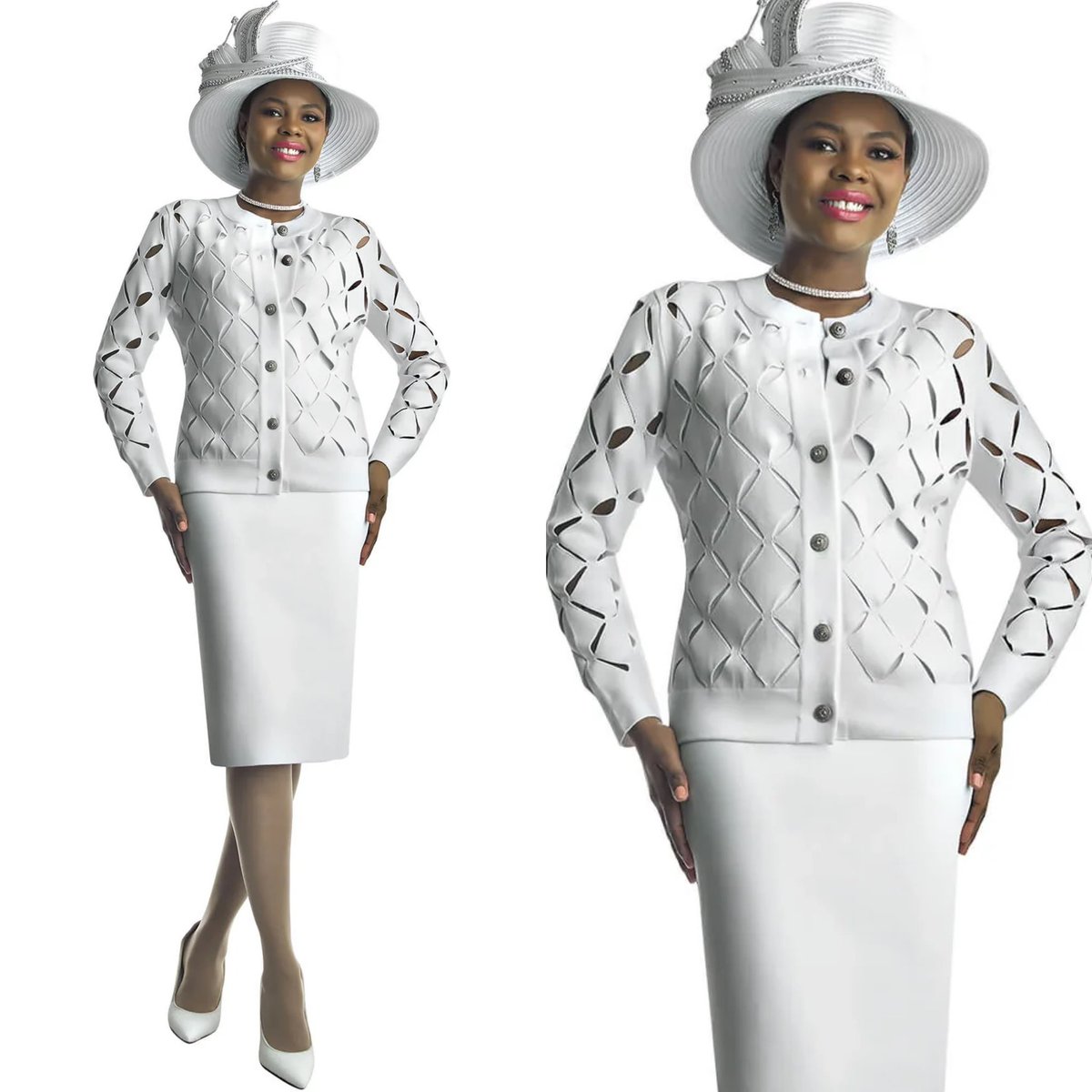 Lily & Taylor 800 White Knit Skirt Suit 
divasdenfashion.com/products/lily-… 
#DivasDenFashion #LilyandTaylor #whiteskirtsuit #couturefashion #Cogic #redskirtsuit #blackskirtsuit #cutout #curvygirlsrock #funeralfashion #weddingfashion #knitskirtsuit #cogicfashions #luxefashion #petitefashion