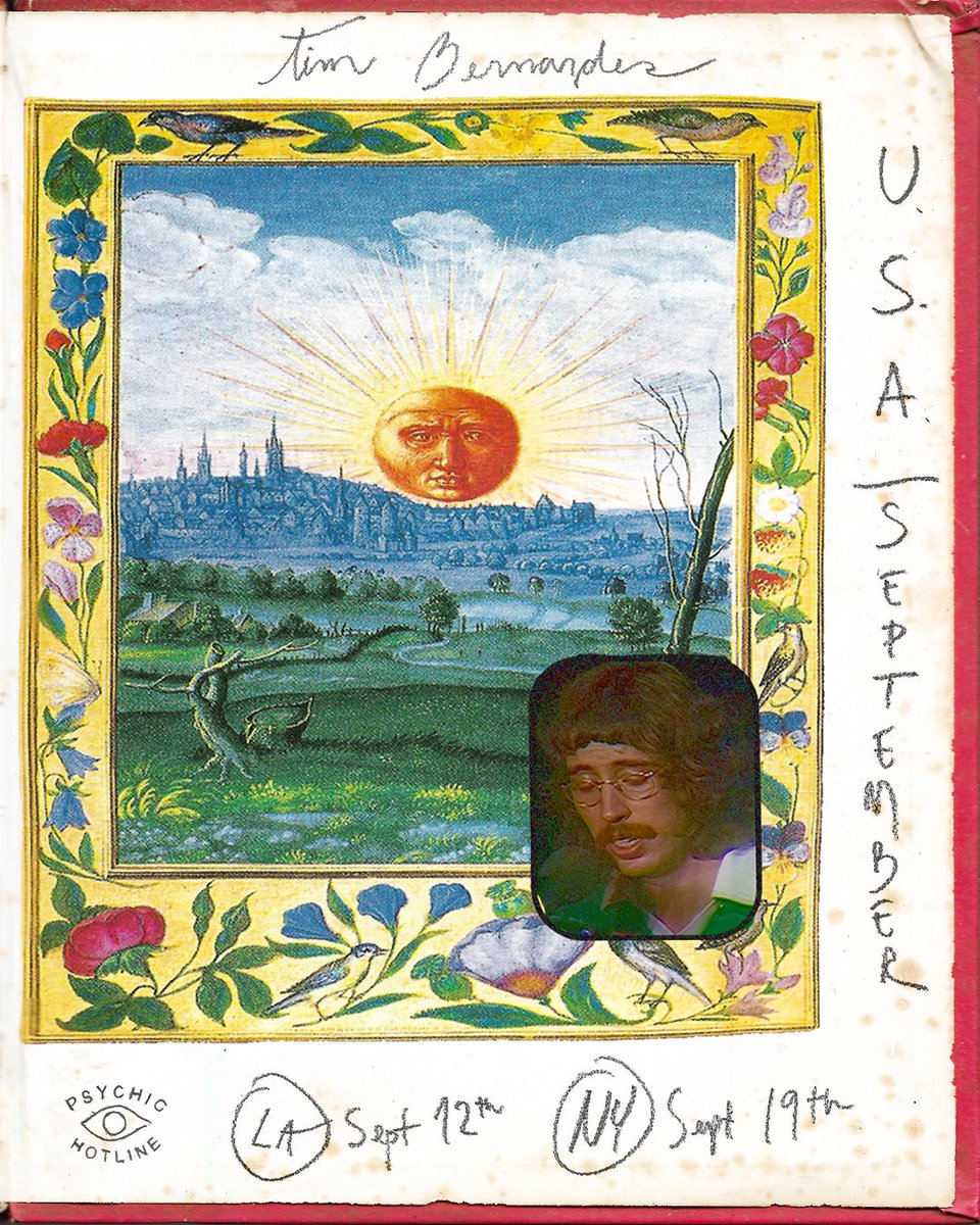 ottopapi____'s tweet image. cartaz dos shows em LA &amp;amp; NY que fiz com o Tim Bernardes - letrinha dele, livros malucos, cadernos velhos — um dos processos mais divertidos