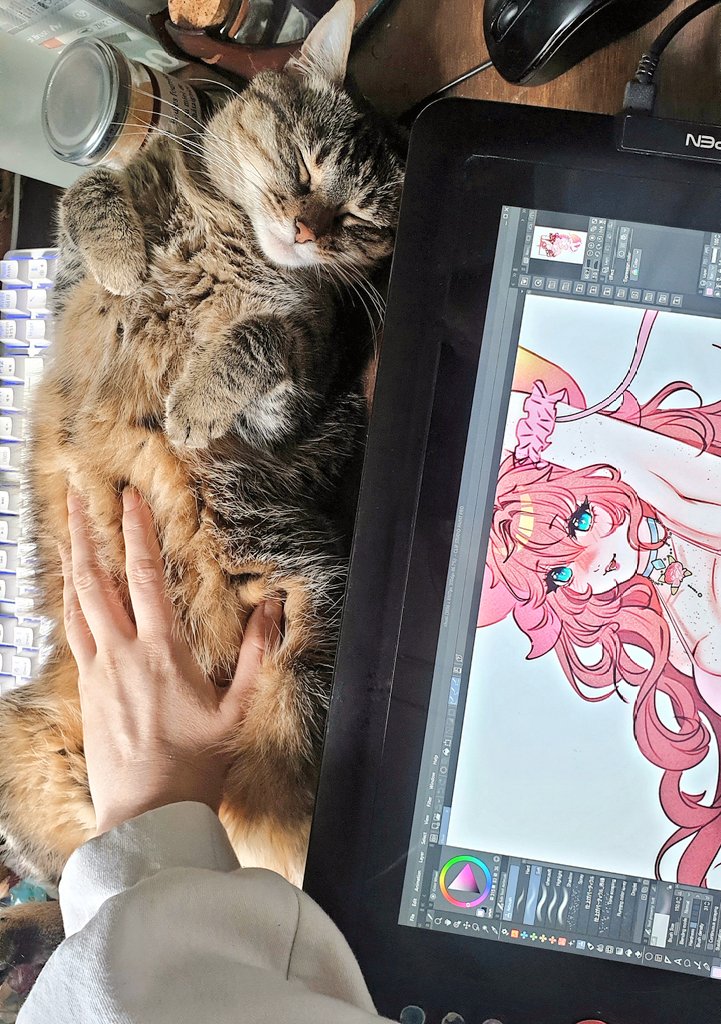 Everyone's favourite little fuzzy art helper, she's working really hard