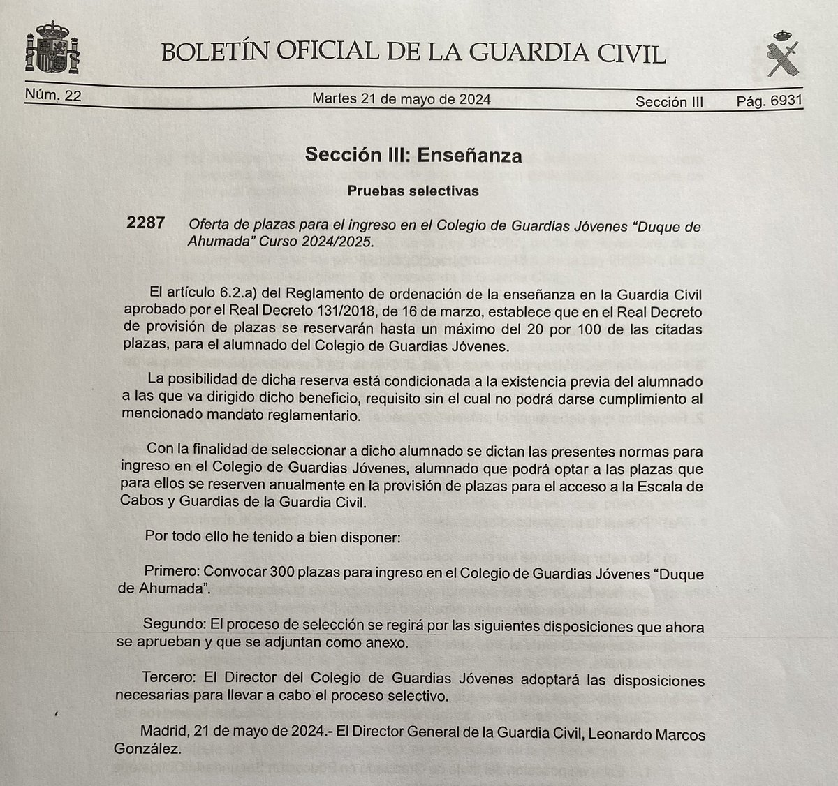 🚨🚨Ultima hora🚨🚨
Publicado en el BOGC  la oferta de plazas para el ingreso en el Colegio de Guardias Jovenes “ Duque de Ahumada” para el curso 2024/2025 

300 plazas te esperan. 

#Aprogc #FamiliaAprogc #quintos #Polillas #cgj #Valdemoro #HablandoCLARO