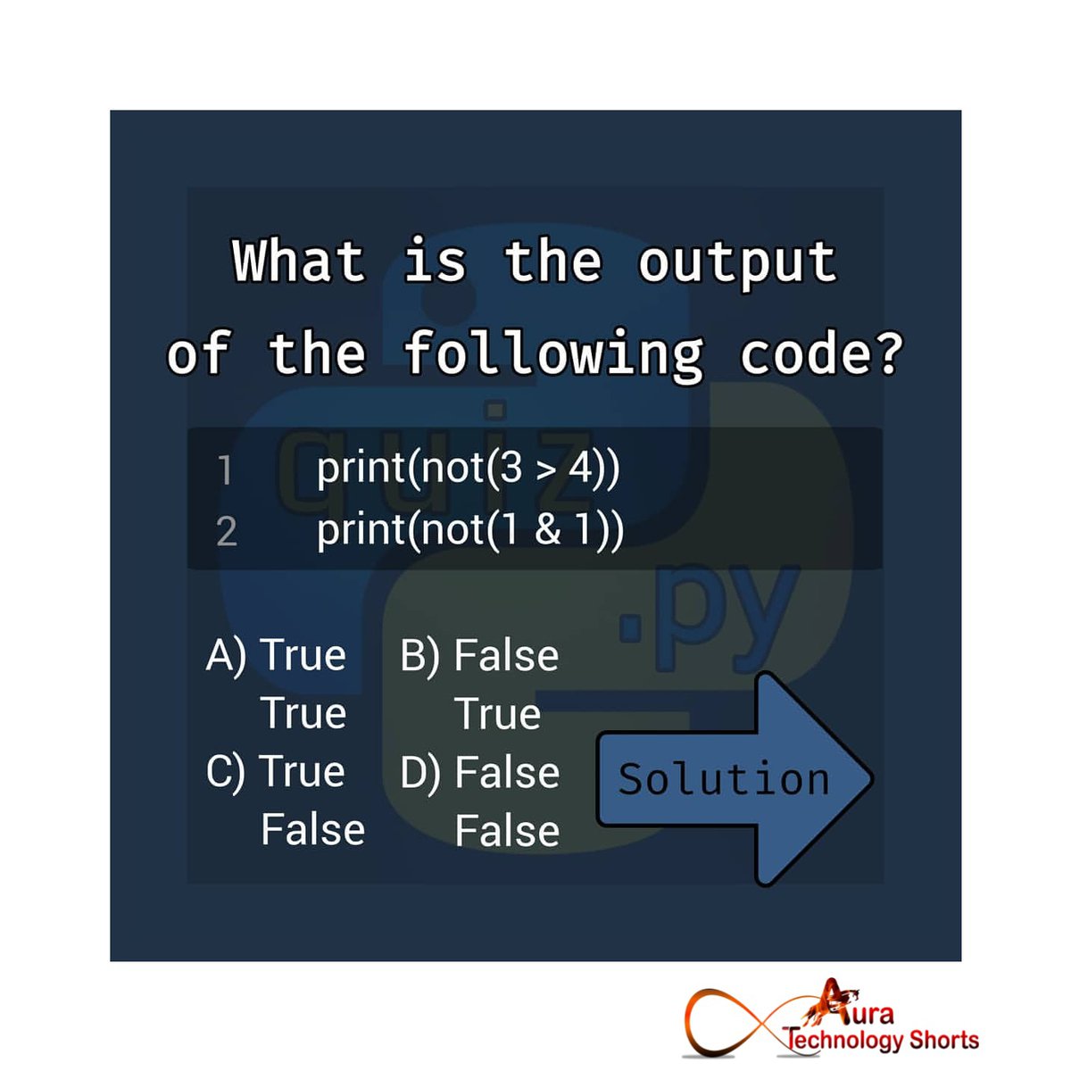 Auratechno72007's tweet image. python quiz
................
#PythonQuiz #TestYourPythonSkills #PythonTrivia #PythonKnowledge #PythonChallenge #PythonExperts #PythonLearning #PythonQuestions #PythonTest #PythonQuizTime