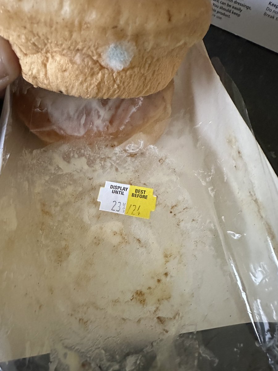 rawrr1123's tweet photo. @AsdaServiceTeam bought these cinnamon buns today, was about to take a bite and there’s mould! Disgusting now I feel sick https://t.co/B09Ka1LSGY