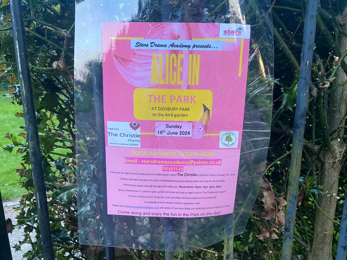 Alice in the Park. Sunday 18 June in the bird garden supporting <a href="/TheChristie/">The Christie Charity</a>