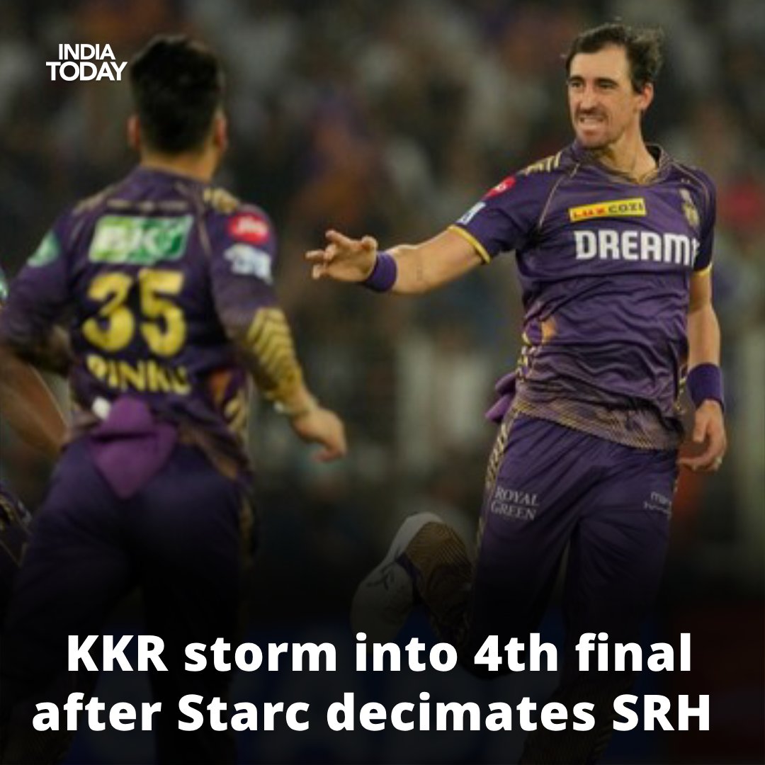 KKR defeated SRH by 8 wickets to reach the final of the Indian Premier League 2024. SRH will now play the winner of the Eliminator between RR and RCB for a second chance to reach the final. Read more: intdy.in/x9260q #KKR #IPL #IPL2024 #MitchellStarc #SRH #ITCard