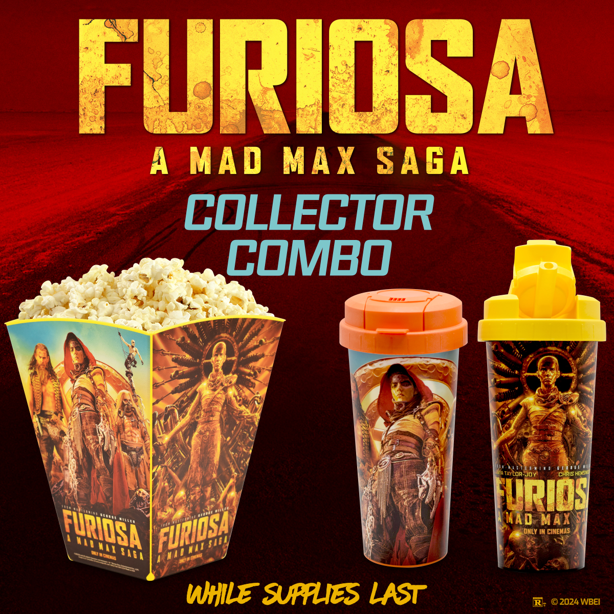 Engage the snacking rage. Grab these #Furiosa collectibles, available starting May 23 at Regal. #RegalMovies