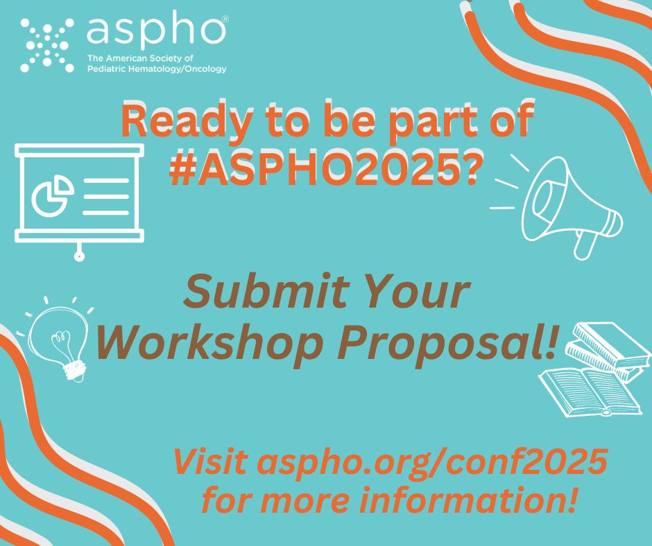 Educate your peers on your research, clinical trial updates, knowledge of specific diseases, and innovations with our call for workshops! Submit your proposal for the opportunity to present at the ASPHO Conference: aspho.org/meetings/confe… #ASPHO2025 #PedsHemeOnc