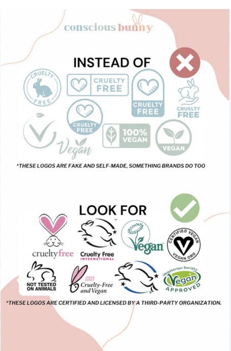 NOTE: Please do not invest in any product with fake labels. If you want to make the world a better place, check the labels thoroughly⬇️ 
#CrueltyFree #Veganism