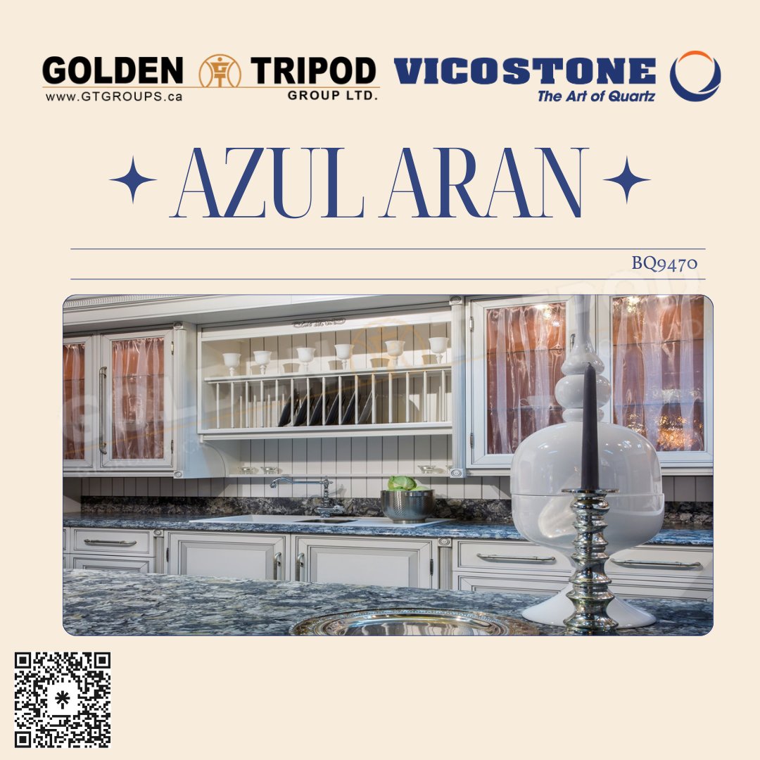 GoldenTripod's tweet image. Elevate your space with the luxurious beauty of Vicostone's Azul Aran BQ9470 quartz stone. Enhance your home with the timeless elegance of Vicostone. Golden Tripod: 121 Granton Dr Unit #24 Richmond Hill ON L4B3N4 Phone: 905-889-2659 #Vicostone #QuartzStone