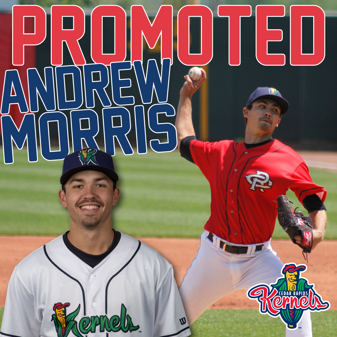 Congrats to pitcher Andrew Morris on being promoted to Double-A! Morris was just named as the Midwest League's Pitcher of the Week for last week by the MiLB. The #CRKernels wish you luck in Wichita! #TwinsTerritory