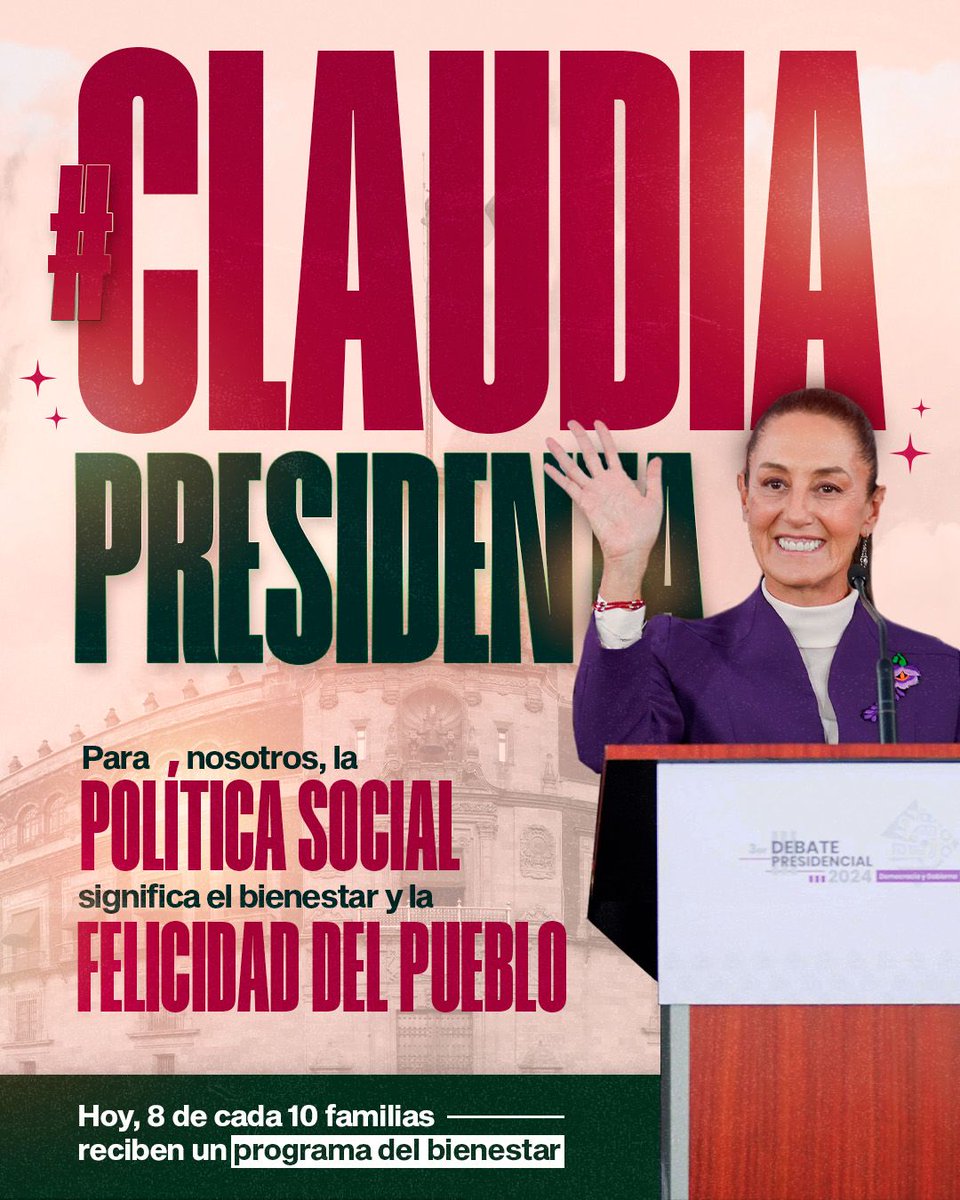 #ClaudiaPresidentaDeMéxico sigue cosechando el respaldo incondicional del pueblo, reflejado en un contundente 64% de preferencia electoral en la última encuesta de De las Heras. 📊💪 Además, su liderazgo se consolida con una ventaja de 36 puntos sobre sus contrincantes.