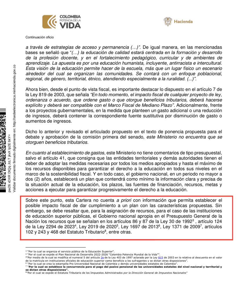 “Golpe blando” el que le acabada de dar el Ministro de Hacienda a su colega, la Ministra de Educación: radica hoy un concepto que indica que su proyecto de Ley Estatutaria de Reforma a la Educación “no cuenta a priori con información que permita establecer el impacto fiscal”. Al