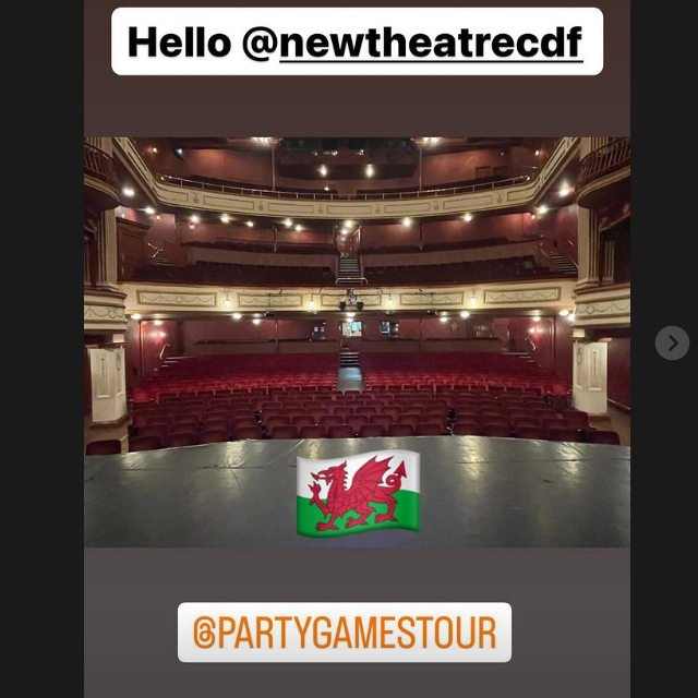 🏴󠁧󠁢󠁷󠁬󠁳󠁿Hello #Cardiff.  Helo cymru.  We are so excited to bring #PartyGames! to the beautiful @New_Theatre. 😍 Join us tonight at 7:30pm for more #political intrigue.😯
🎟️trafalgartickets.com/new-theatre-ca…
#theatre #politics #comedy #Wales
(photo: @KrissiBohn1)