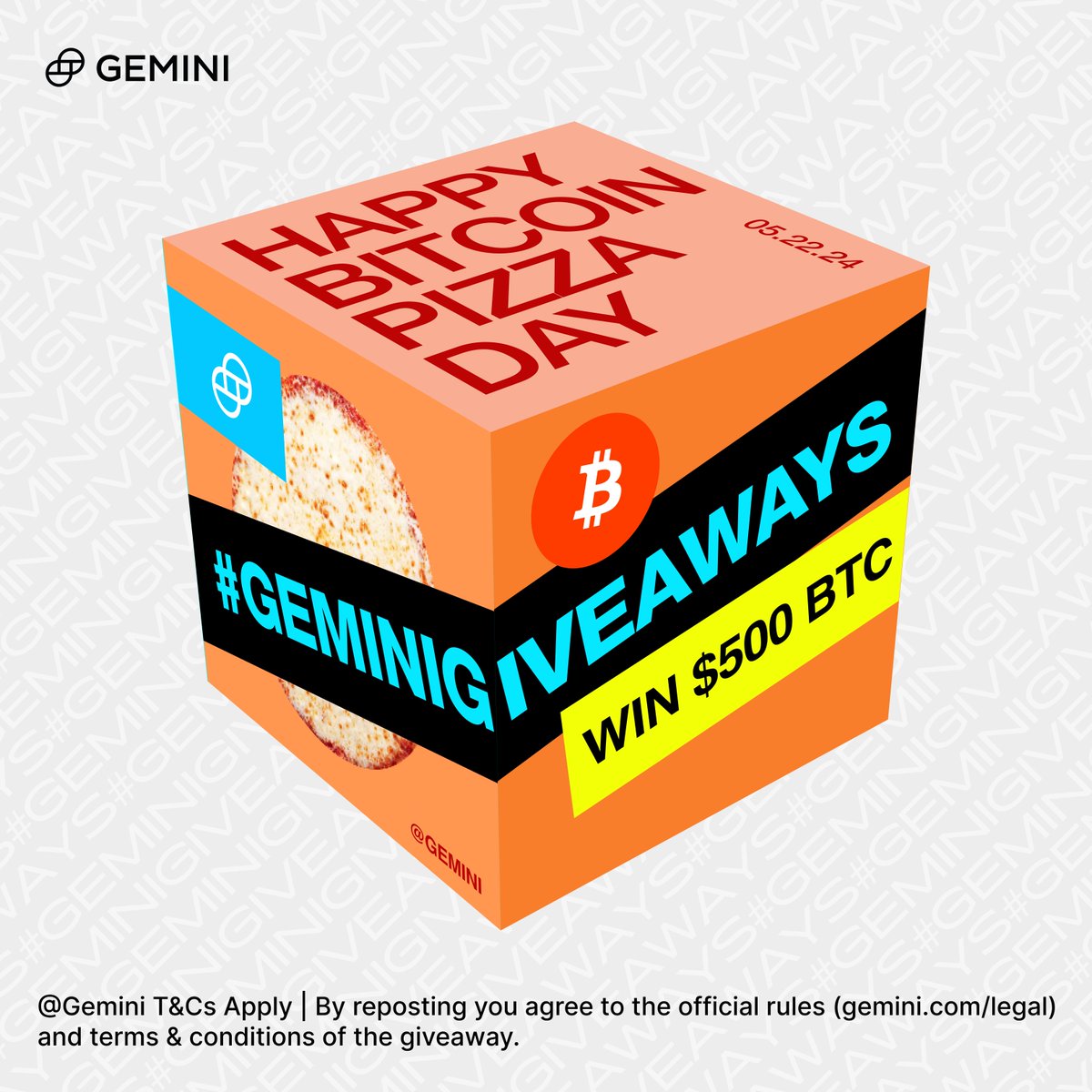 Welcome to #GeminiGiveaways✨ our new giveaway series. To celebrate Bitcoin Pizza Day, we’re giving away $500 in #BTC to 1 new or existing Gemini user 🍕 MUST follow the rules to enter: bit.ly/500BTCgg
