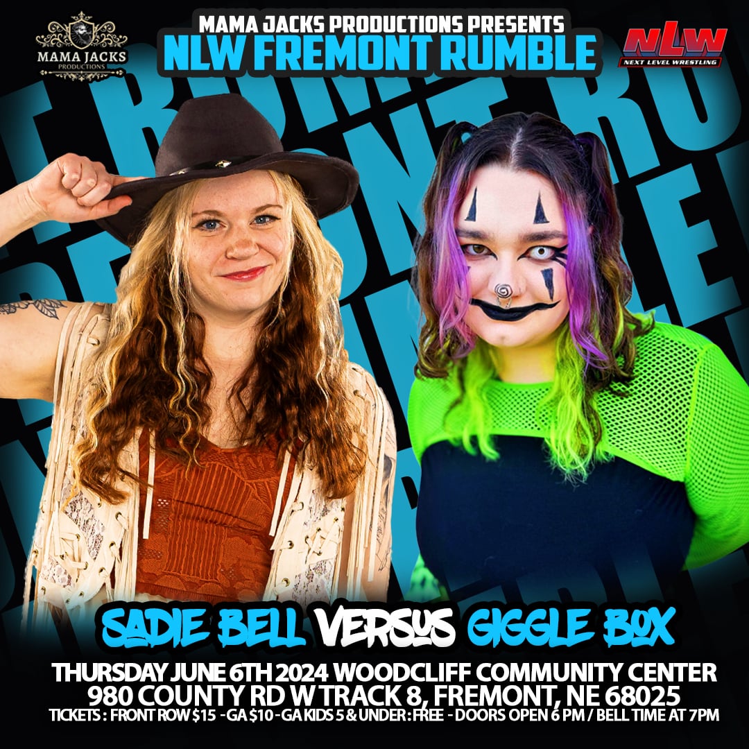 next_wrestling's tweet image. Nebraska has a rich history of new superstars emerging and continuing the legacy of Nebraska Professional Wrestling.
The Shinning Star #SadieBelle vs Hells own Wrestling Clown #GiggleBox.[mjproductions.ticketleap.com/fremontrumble/] 📷
📷📷 #NextLevelWrestling #FremontRumble #WrestlingShowdown