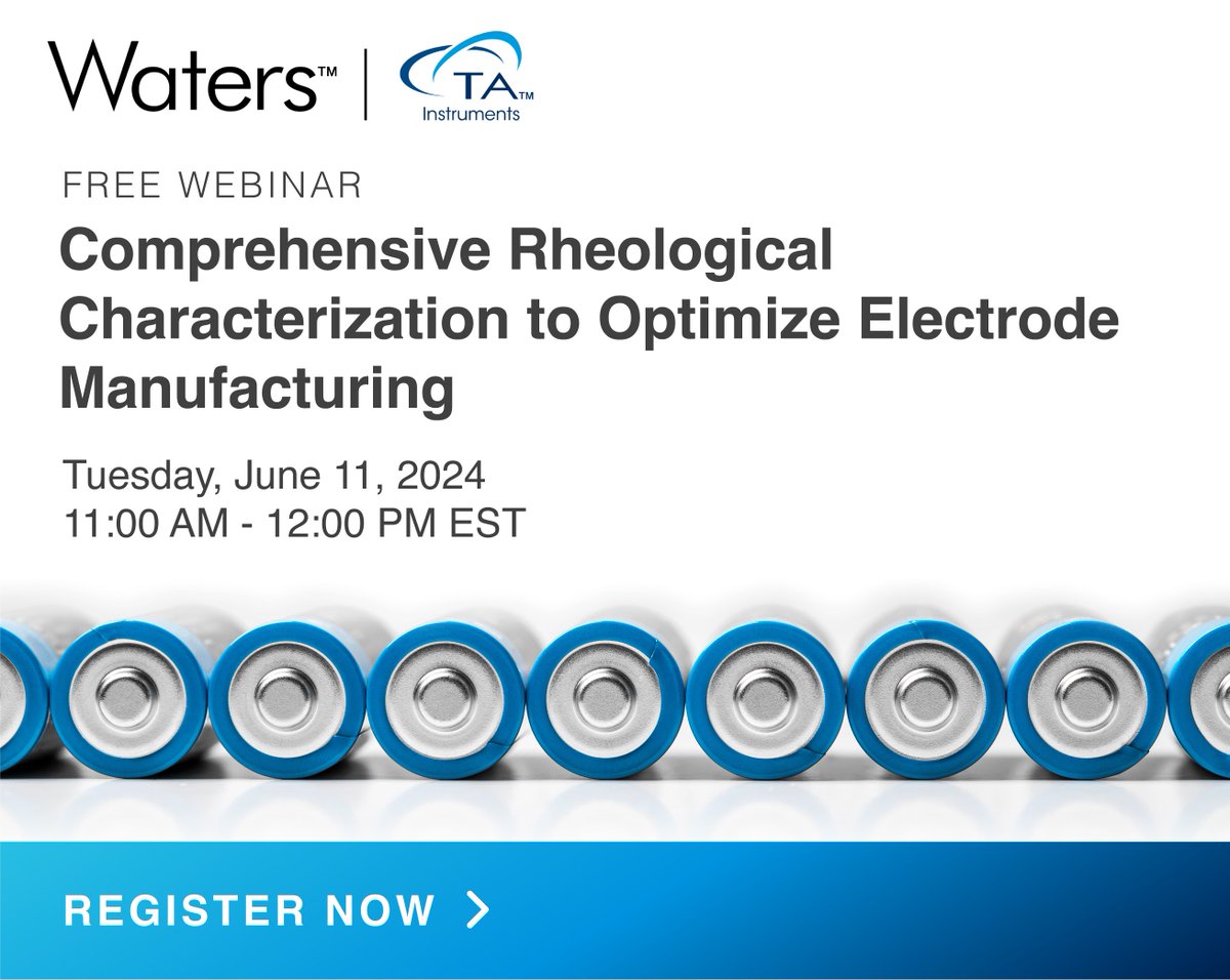 Join this Azo webinar presented by TA's scientists Mark Staub and Sandeep Poole. Learn how rheological data can predict how formulations and processing affect the final electrode’s structure and heterogeneity, ensuring successful performance. Register Now: bit.ly/3UKvU50