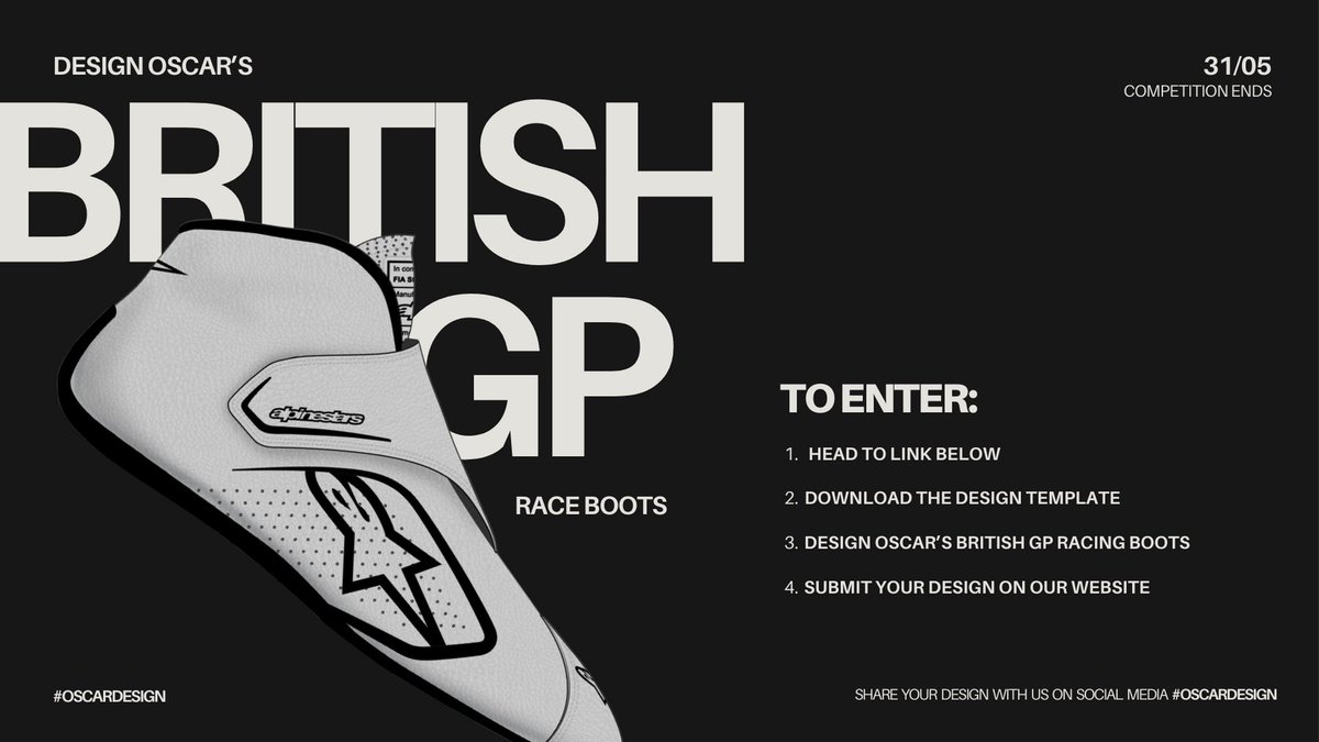 We’re giving you the chance to design @OscarPiastri’s #BritishGP race boots!! 🤩🇬🇧