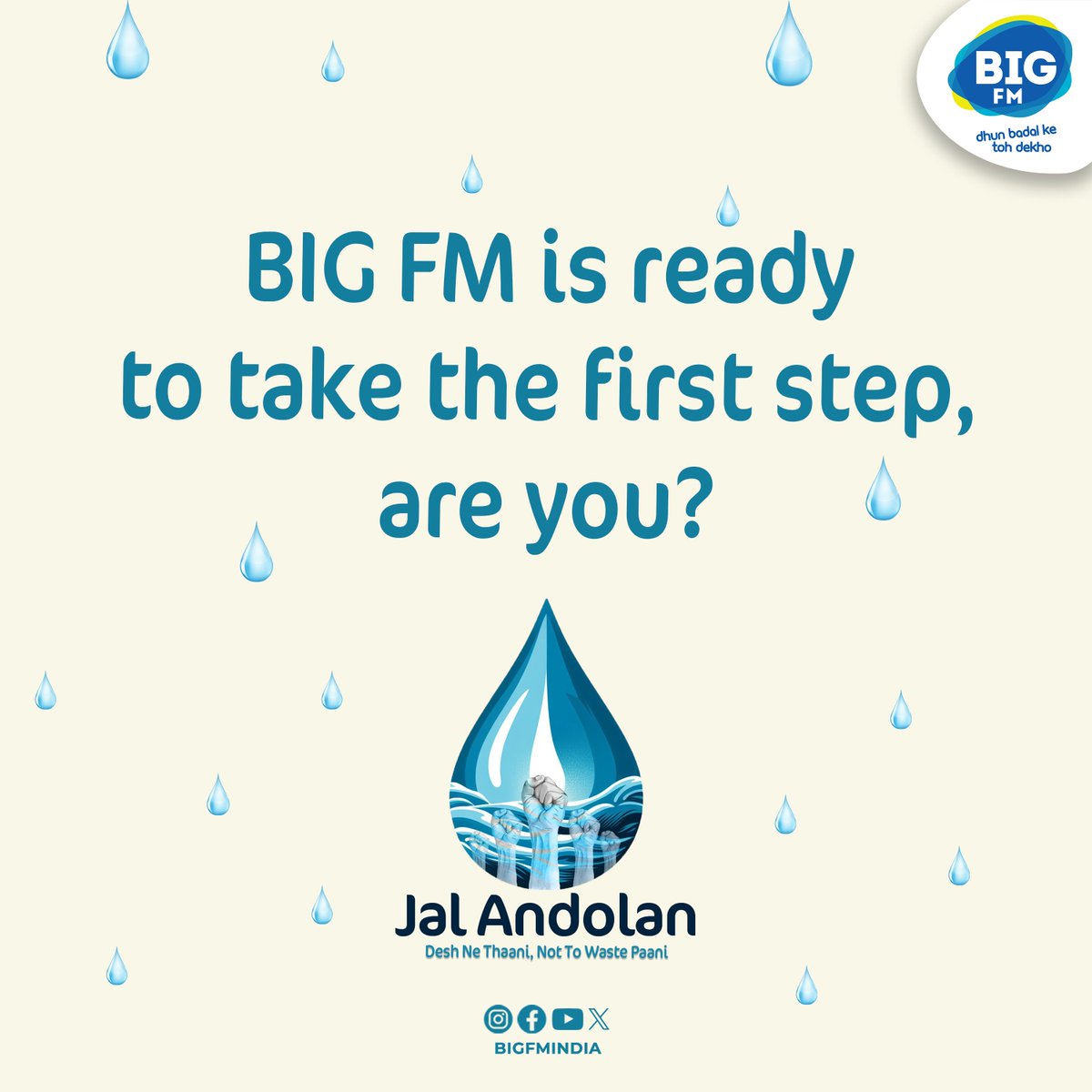 Every drop counts. 🌊 If not now, then when? Join BIG FM on this crucial journey of saving water. Let's make a difference together! 💧 #JalAndolan #savewater #EveryDropCounts #summer