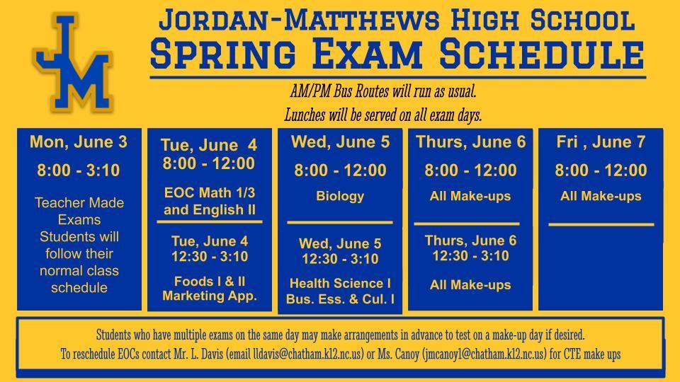 Spring Exam Schedule chatham.k12.nc.us/article/161003…