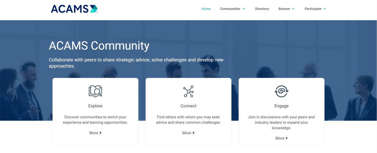 Join the ACAMS Community, a forum for anti-financial crime professionals! Connect, discuss and share insights on fraud, sanctions, corruption, anti-money laundering and more. Elevate your knowledge and network with like-minded experts today! tinyurl.com/4vsy4mca