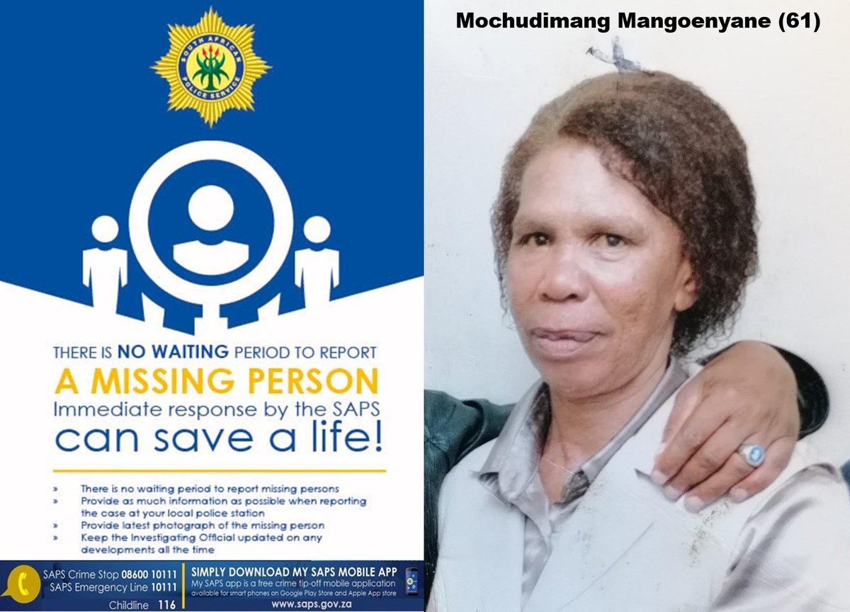 Help find missing granny from Silver City in Bloemfontein buff.ly/4bMnlNV #ArriveAlive #MissingPerson #Grandmother @SAPoliceService