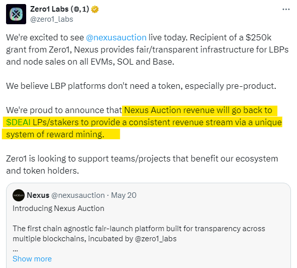 Axel_bitblaze69's tweet photo. A quick update on my $DEAI | @zero1_labs bag.

I had shared my thread on it earlier, so here's a quick update:

First off, the price action has been really impressive. That $0.428 level acted as a rock-solid support zone through all the bearish chaos, bouncing twice from there without bleeding out like many other altcoins did. Since then, it has ripped a solid 90% pump.

So, I am holding my bag right now; the chart looks good to me.

------------------------------------------

➔ There are a few key reasons why I'm holding:

1) The $DEAI ecosystem is growing rapidly and so much work is being done by team, which is super bullish imo. New projects are being built and incubated around the core $DEAI token, creating a nice flywheel effect.

▸ Take their incubated project @nexusauction, for example. It provides fair infrastructure for LBPs and node sales across EVM chains, Solana, Base, and more.

All the revenue generated by @nexusauction gets cycled back to $DEAI stakers and liquidity providers.

▸ Another project they're incubating is @seraphnet, which is doing really promising work in AI and language models – one of the hottest sectors right now.

2) Then we have the @OasisProtocol | $ROSE partnership, aiming to build a privacy-focused $DEAI ecosystem for decentralized AI apps. Privacy is a big concern these days, so having that edge could be huge.

------------------------------------

➔ For me an ecosystem project to truly succeed long-term, it needs two things:

1. Constant innovation from new projects/partnerships.

2. A tight flywheel redistributing revenue back to token holders (which @zero1_labs nailing with staking, new projects, etc.).

@zero1_labs | $DEAI is ticking both those boxes, so I'm holding my bag and staking some part of it.
I will update you on my next steps.

Till then, peace out ✌