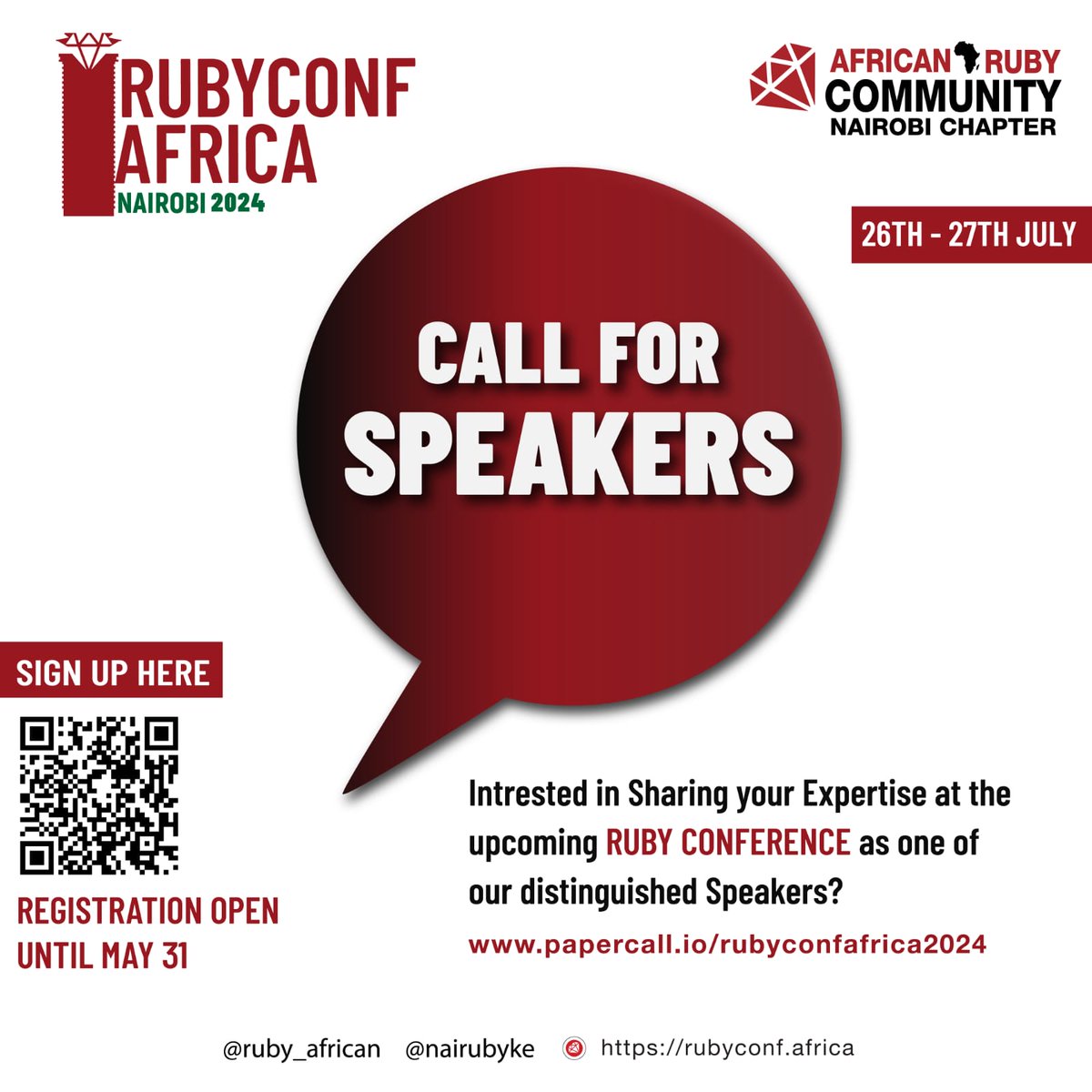 ruby_african's tweet photo. 🔔We would like to thank everyone who has submitted their CFP📝,the selection is on a rolling basis.
Do you know anyone who could give a talk around Agile, entrepreneurship and open source?🤔 Tag them submit their CFP to https://t.co/yMjL49ycTi 

#africanruby #rubyconfafrica2024 https://t.co/llkMNl1r5Y
