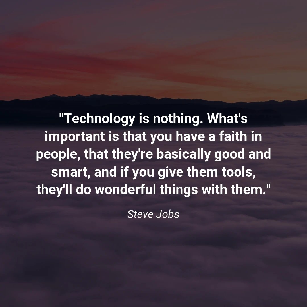 BryanSmeltzer's tweet image. &quot;Technology is nothing. What&apos;s important is that you have a faith in people, that they&apos;re basically good and smart, and if you give them tools, they&apos;ll do wonderful things with them.&quot; —Steve Jobs #SteveJobsLegacy #InnovationPioneer #TechRevolutionary