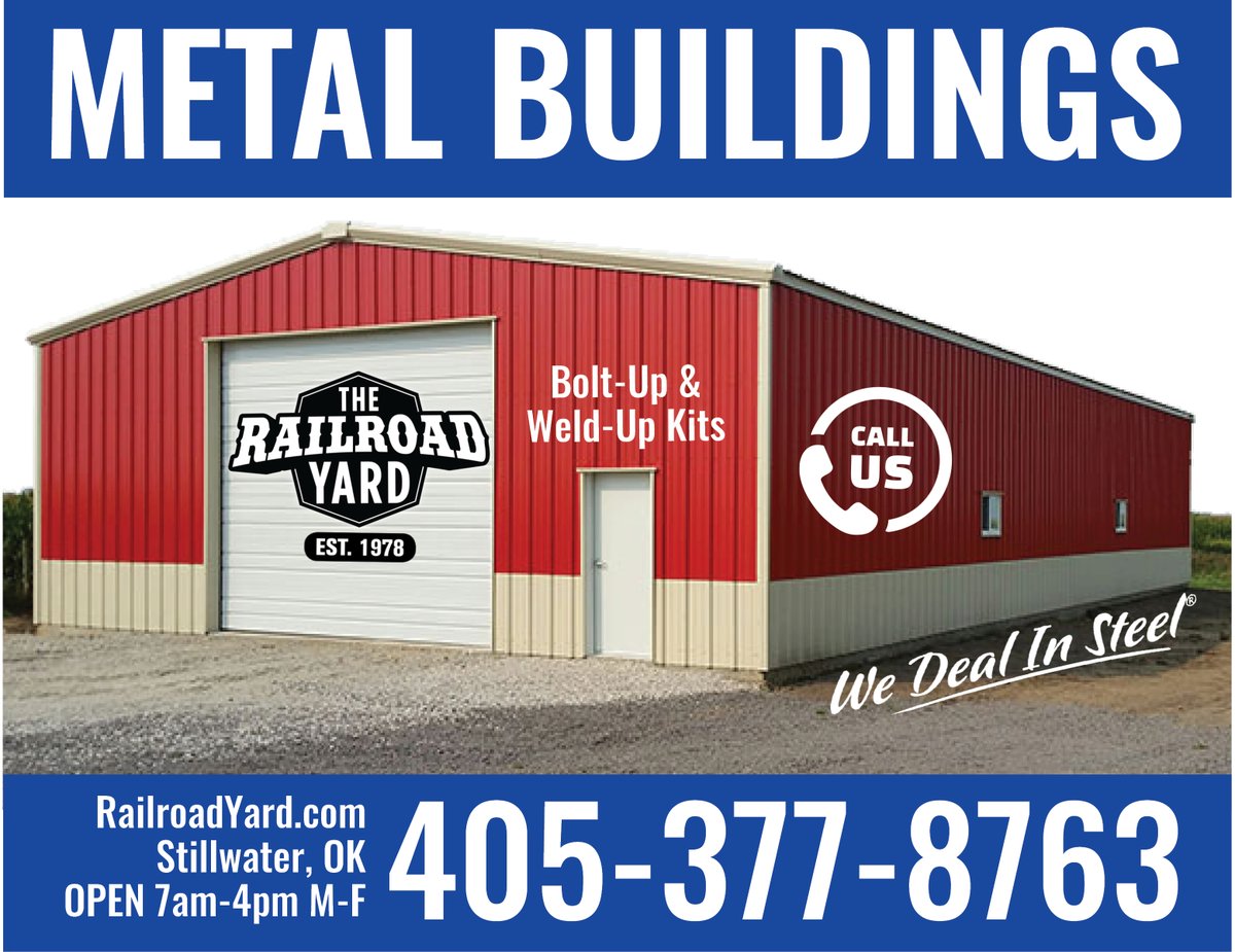 Built it to Last! Build with The Railroad Yard Inc - Pipe & Steel Supply - Stillwater OK  give them a call at 405-377-8763
#farm #deals #oklahomaowned #TheRightChoice #printedinoklahoma #metalbuildings #railroadyard #stillwaterok #dealinsteel