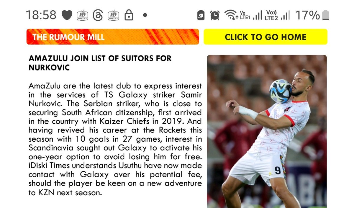 AmaZulu join list of suitors for Nurkovic. Article by : idiski times ⏲️