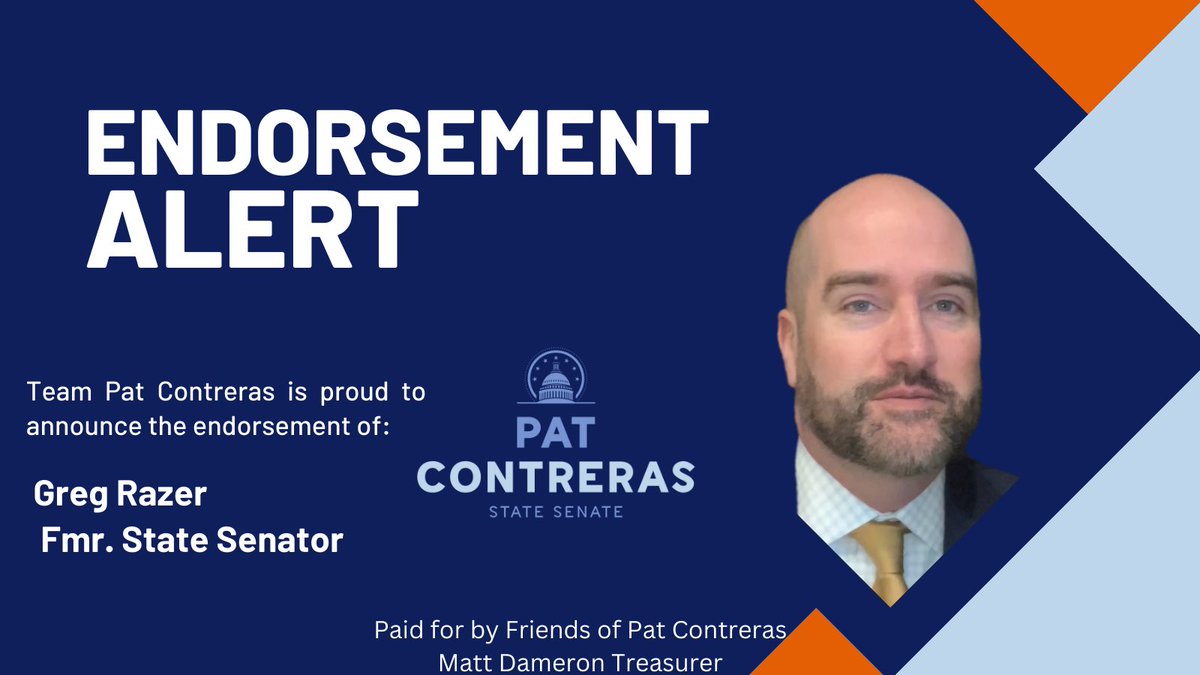 patcontreras's tweet photo. It is an honor that @gregrazer would put his trust in me to continue the mission of service to the 7th Senate District in #kc #moleg https://t.co/0vUXuzYK0R