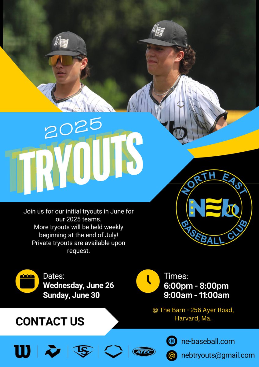 2025 Tryout Dates are Live! See the link in our bio or check out our website (ne-baseball.com) for full tryout dates and times! #rollNEB #TheBestPlayHere
