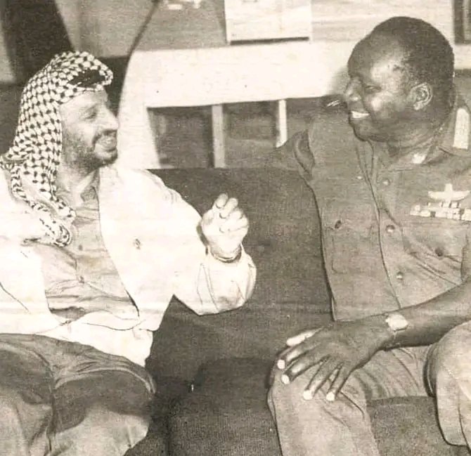 Photo: Yasser Arafat & Idi Amin, 1975 Had Britain succeeded in its plan to create a state of Israel in Uganda, it is Ugandans who would be slaughtered by Israeli's today, and any Ugandan revolutionaries, liberators or freedom fighters who resisted would be demonized as 'Hamas'.