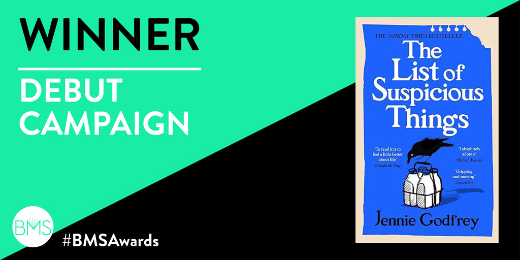 And huge congratulations to our Debut Winners <a href="/ClaireBush1/">Claire</a> and Rebecca Ikin who delivered a masterclass in strategic thinking for #TheListofSuspiciousThings <a href="/HutchHeinemann/">Hutchinson Heinemann</a> #BMSAwards