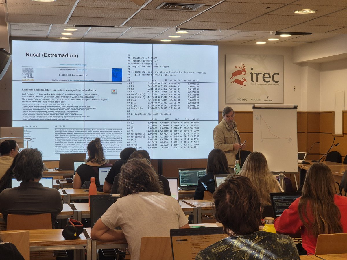 noname (@javi_ferlop) on Twitter photo We spent such a great time talking about ecological modeling and Bayesian Inference with <a href="/R_nimble/">R-nimble</a> at <a href="/IREC_CSIC_UCLM/">IREC (CSIC, UCLM, JCCM)</a> #IBER24! 🗺️🦌📊🐬📉Thanks Pepe Jimenez for your talk and all attendees for coming, we hope to repeat it soon! Materials (🇪🇸) at jabiologo.github.io/web/tutorials/… #rstats We spent such a great time talking about ecological modeling and Bayesian Inference with <a href="/R_nimble/">R-nimble</a> at <a href="/IREC_CSIC_UCLM/">IREC (CSIC, UCLM, JCCM)</a> #IBER24! 🗺️🦌📊🐬📉Thanks Pepe Jimenez for your talk and all attendees for coming, we hope to repeat it soon! Materials (🇪🇸) at jabiologo.github.io/web/tutorials/… #rstats