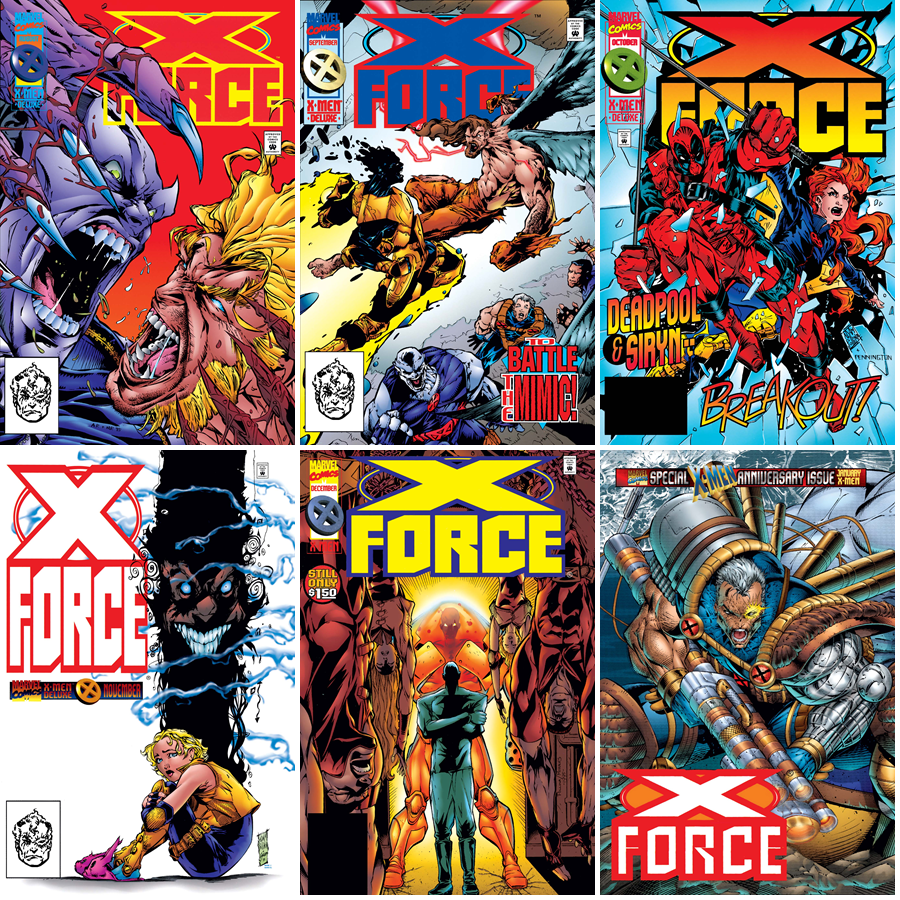 X-Force #45-50 cover dated August 1995-January 1996.