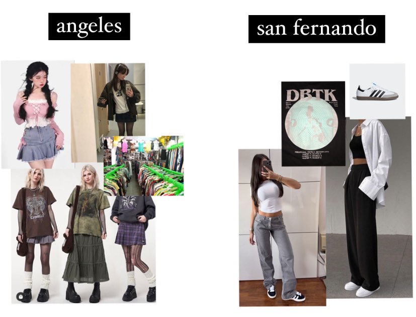 _adr_lim's tweet image. pampanga drip observations (really obvs when u compare gen zs in sm pampanga and sm clark)

ac : quirky, ukay, main character type beat, estetik, y2k microtrends

sf : basic, branded, npc type beat, clean monochome estetik, tryna copy rich people kind of