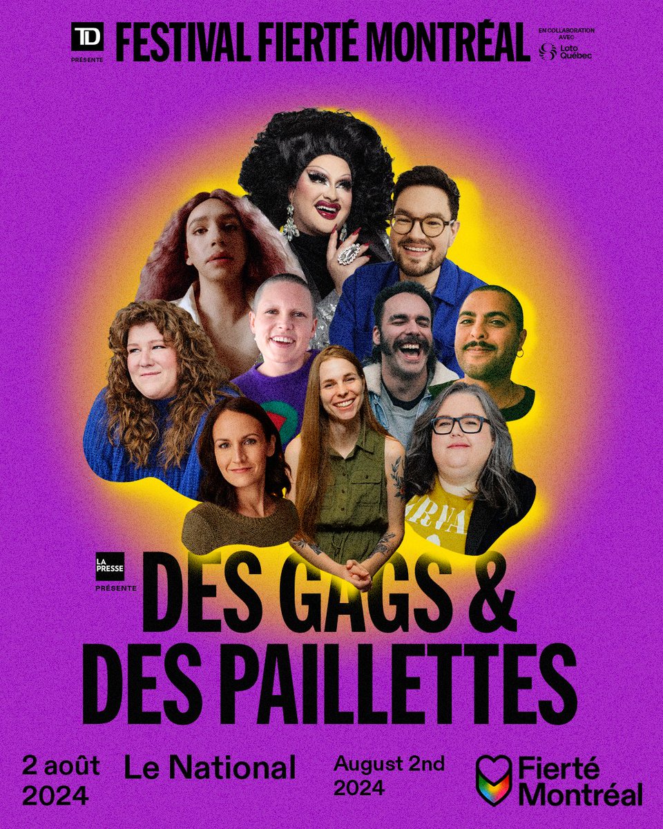 Des gags et des paillettes présenté par La Presse dans le cadre du Festival Fierté Montréal Une soirée d'humour queer animée par Mona de Grenoble accompagnée d’une troupe flamboyante d'artistes éblouissant·e·s d’ici ✨ Lien vers la billetterie : fiertemontreal.com/fr/billetterie