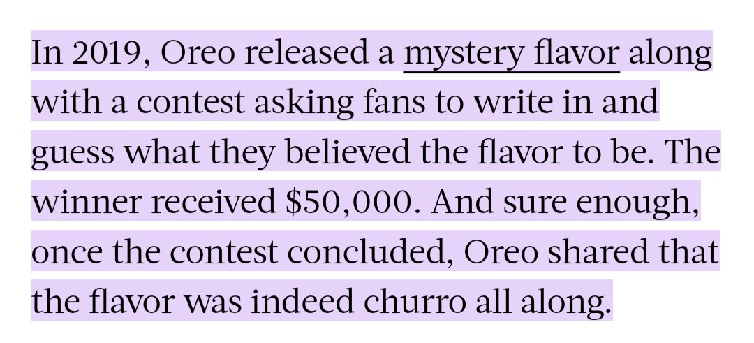 In 2017 Oreo had a contest for a new flavor. 50k grand prize. They sent a mock up of the flavor I submitted. I didn't win. Got no money. But they launched the churro flavor in 2019
🙄