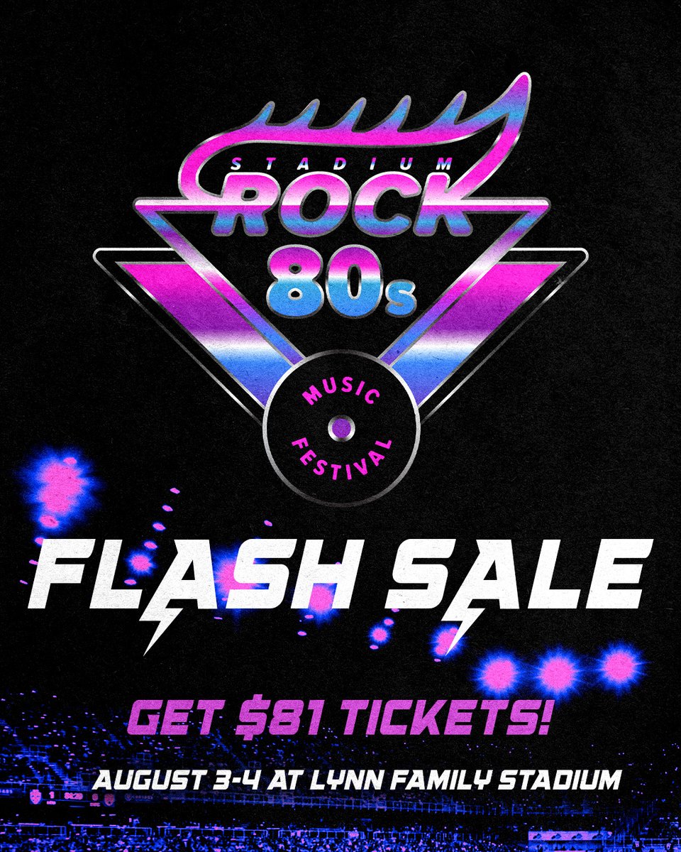 We’re taking ticket prices back to the 80s with Flash Sale! 🚨 🎸 Get two-day passes to our Stadium Rock 80s festival for only $81 while supplies last! 🔗 tinyurl.com/3s44wjrb