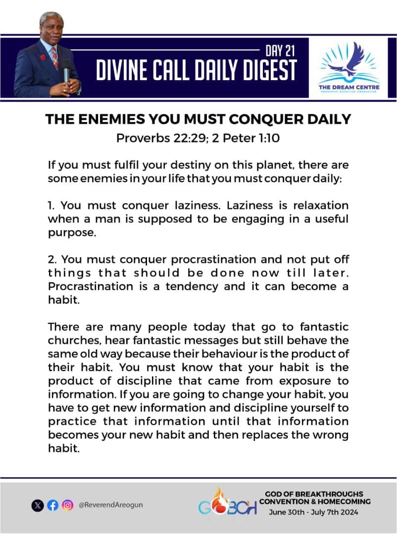 ReverendAreogun's tweet photo. Divine Call Daily Digest- Day 21 (#DCDD)
#SOC2024
#DivineCallDailyDigest
#DCDD
#SchoolOfCalling2024
#Destiny #Calling
#ReverendAreogun https://t.co/U91lCWAk0Y