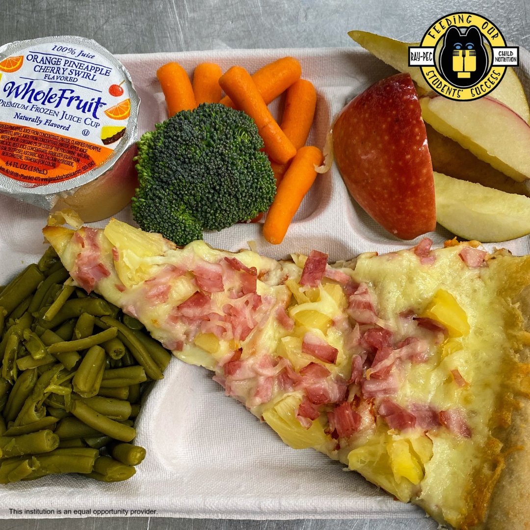 Nothing says summer like the Hawaiian Pizza we served at Raymore-Peculiar High School last week! 🍕 🍍 Check out our menus for more delicious entrees like this! @RayPec #RaymorePeculiarMO #RaymorePeculiarMissouri #RaymorePeculiar #MOschools #CassCounty