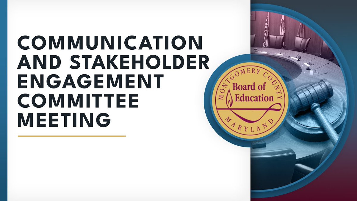 The Board of Education is hosting a ​communication and stakeholder engagement committee meeting. WATCH: mcpsmd.info/3yoehjQ AGENDA: mcpsmd.info/BoE052124