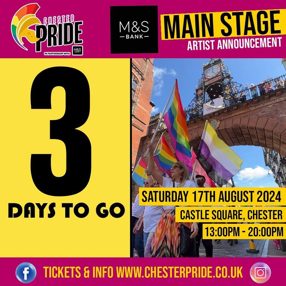 3 days until Chester Pride make a main stage artist announcement!!! Eeeeekkk 😁
We are so excited!! 

#Chesterpride #lgbtq #lgbt #Chester #Pride #pridemonth #pride2024 #looseladieslive #looseladies