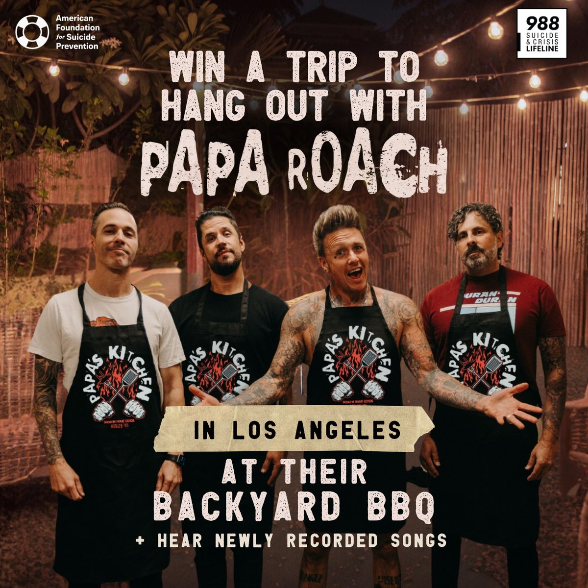 paparoach's tweet photo. Win a trip to come hang with us in LA and listen to some new songs! PLUS a signed guitar and two tickets to a future show. 

Donate now to support @afspnational &amp; help save lives &amp; bring hope to those affected by suicide. 

Donate To Win: https://t.co/AIPrMyuNKI

@winwithfandiem https://t.co/ryIYdWEre7