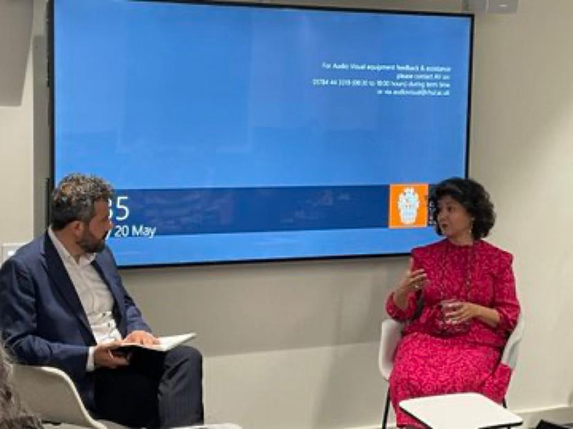 CGDStudies's tweet photo. Dr @chomahardi reading from her novel Whispering Walls at the royal Holloway university of London. In conversation with Mashuq Kurt. https://t.co/oL2zAJF0sg