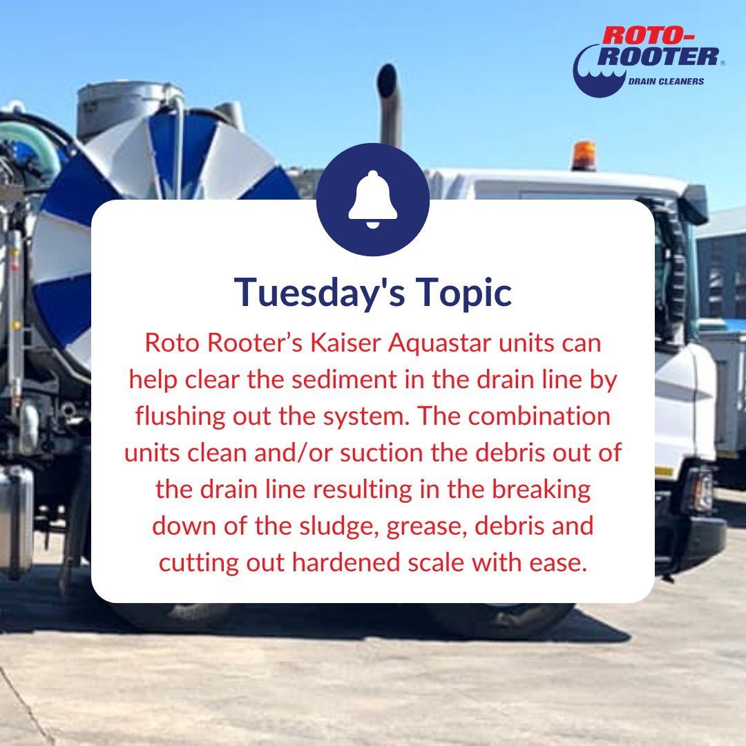 Trust Roto Rooter to bring you the best in drain cleaning technology. #RotoRooter #TuesdayTopic #KaiserAquastar #DrainCleaning #AdvancedTechnology #SmoothFlow #TrustTheExperts