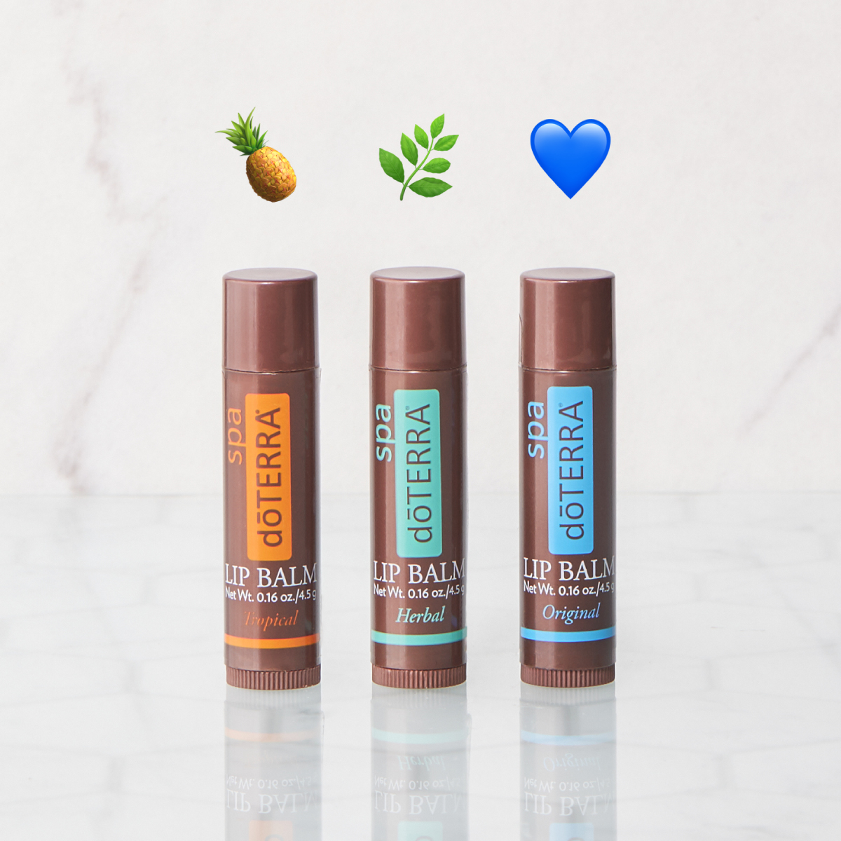 Which lip balm is your favorite? Tropical 🍍 Herbal 🌿 Original 💙